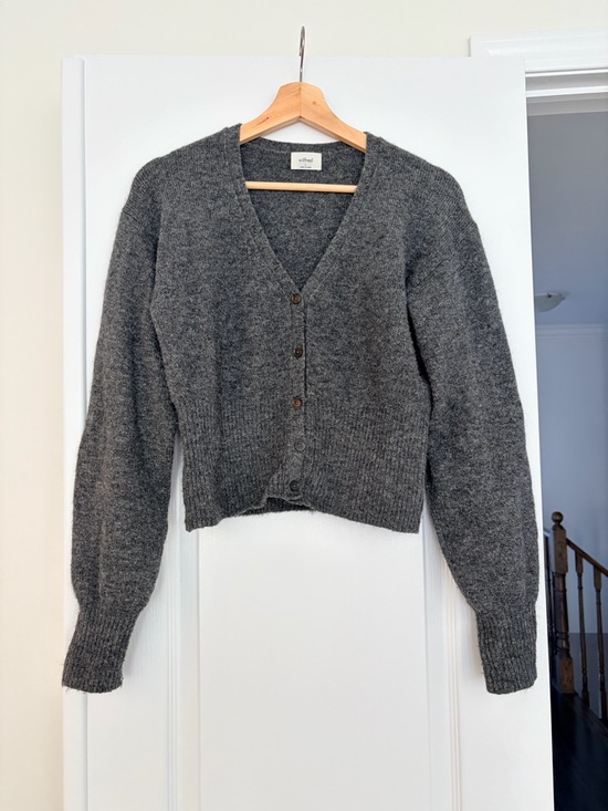 Wilfred Sweaters - Wilfred Dark Charcoal V-Neck Button Cardigan